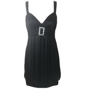 City Triangle Empire Waist Rhinestone Pleated Sleeveless Sweetheart Dress Size S